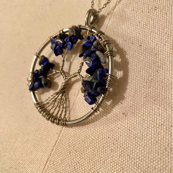 TREE OF LIFE LAPIS LAZULI BLUE SILVER PENDANT NECKLACE BRAND NEW CHAKRA NECKLACE - Picture 10 of 12